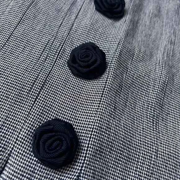 Vtg Midi Dress Classic Prairie Cottagecore Houndstooth Button Front Slip Women M - Picture 8 of 13